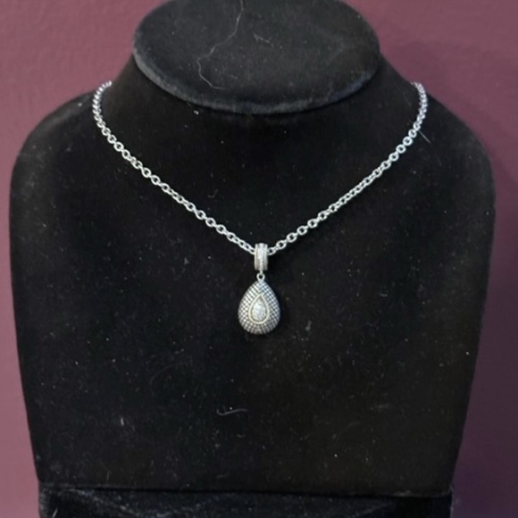 Andrea Candela Diamond Gold and Sterling Silver Teardrop Necklace - Picture 1 of 1